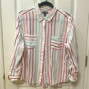 a.n.a long sleeve stripe blouse size PXL